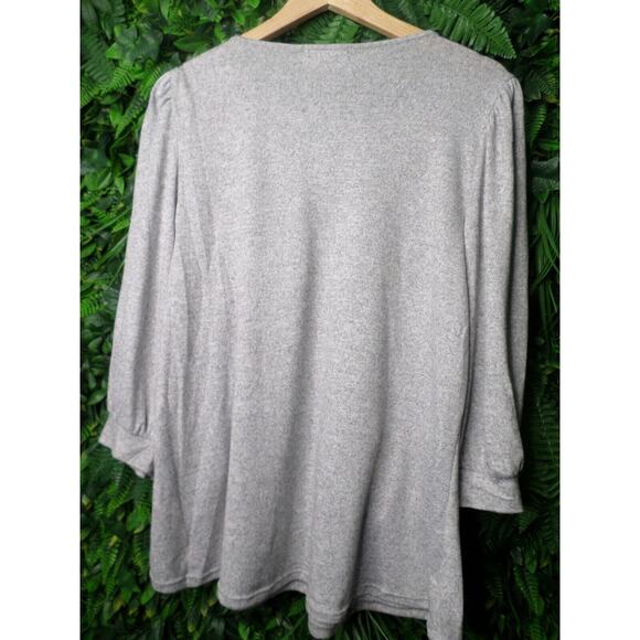 RETRELOGY Tops Women 2XL Gray Balloon Sleeve Blouse Stone Jeweled NWT 0013 - Picture 9 of 14